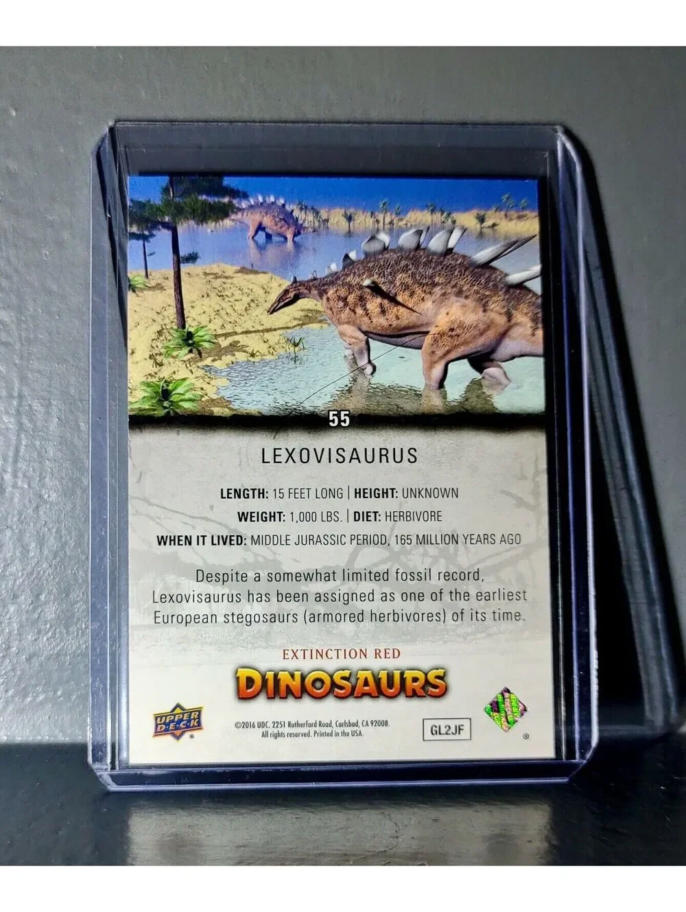 2015 Upper Deck Dinosaurs Lexovisaurus Extinction Red Parallel #55 Card